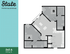 Modern 2x2 A floor plan at State Tuscaloosa, featuring 819 sq. ft. with 2 bedrooms, a cozy living area, and a well-appointed kitchen.