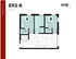 Modern 2X1A floor plan at HUB Tuscaloosa featuring 2 cozy bedrooms, spacious living area, and contemporary kitchen within 751 sq ft.