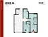 Chic floor plan for a 2-bedroom, 2-bath apartment at Hub Tuscaloosa, featuring modern open-concept living space and spacious walk-in closets in 753 sq ft.