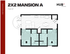 Modern 2x2 mansion floor plan featuring two spacious bedrooms, open-concept living area, and a sleek kitchen with 718 sq ft. Ideal for comfort and style in Tuscaloosa.