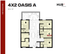Modern 4-bedroom floor plan for Oasis A at Hub Tuscaloosa, featuring spacious living area and 2 bathrooms, 954 sq ft.