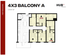 Spacious 4-bedroom apartment floor plan at Hub Tuscaloosa, featuring open-concept living and dining area, modern kitchen, and private balcony, 1089 sq ft.