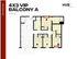 Spacious 4-bedroom VIP floor plan, 1089 SF, featuring private balcony, modern living area, and multiple walk-in closets at Hub Tuscaloosa.