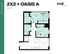 Modern 2-bedroom, 2-bathroom floor plan labeled 2X2 + Oasis A at HUB East Lansing, featuring an open living area and kitchen in 683 square feet.