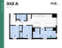 Contemporary 3-bedroom floor plan at Hub East Lansing, featuring a spacious open living area and modern kitchen, 863 sq ft.