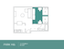 Elegant floor plan of Park Hill apartment showcasing a shared layout with two cozy bedrooms, a modern kitchen, and a stylish living area in 503 sq ft.