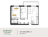 Modern 2D floor plan of Garner Court showcasing a 2-bedroom layout with shared spaces, open living area, and functional kitchen, spanning 657 sq ft.