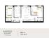 Spacious 3-bedroom apartment floor plan at Garner Court, featuring an open living area and modern kitchen, 1,033 sq ft.
