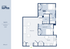 Chic 2-bedroom, 2-bathroom Clemson Lofts floor plan with spacious living area and modern kitchen, 925 sq ft.