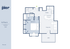 Modern 1-bedroom floor plan with open kitchen, cozy living room, and inviting patio at The Pier.