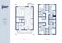 The Pier 4x4.5 A floor plan showcasing a modern two-story layout with 4 bedrooms and 4.5 baths, featuring a spacious living/dining area and contemporary kitchen.
