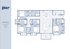 Inviting 4x4 Flat A floor plan with 4 bedrooms, 4 baths, an open kitchen, and a cozy living room opening to a patio.