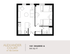 Chic 1x1 shared floor plan at Alexander Court, featuring a cozy open-concept living space, dual bedrooms, and a compact kitchen in 505 sq ft.