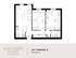 Inviting 2D floor plan of Alexander Court at the Canyon, features 2 shared bedrooms, a spacious living area, and a functional kitchen, covering 750 sq ft.