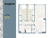 Inspire floor plan showcasing 2 bedrooms, an elegant living room, and a modern kitchen in an 816 sq. ft. unit type 2x1 A.