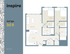 Inspire floor plan showcasing a stylish 2x2 A unit with 2 bedrooms, open-concept living area, and modern kitchen, featuring spacious walk-in closets and convenient layout over 851 sq. ft.