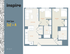 Modern floor plan of Inspire Unit Type 2x2 + A, featuring 2 bedrooms, 2 baths, spacious living room, and open kitchen with pantry, totaling 991 sq ft.