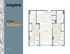 Inspire 2x2 Bunk A floor plan showcasing an 868 sq. ft. apartment with two bedrooms, two baths, a spacious living room, and a modern kitchen.