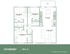 Newberry 3x3 A floor plan showcasing a modern layout with 3 spacious bedrooms, an open kitchen, and a large living room leading to a patio.