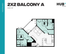 Contemporary 2x2 Balcony A floor plan with 905 sq ft, featuring two spacious bedrooms, a modern kitchen, and an inviting living area at HUB Orlando.
