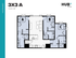 Contemporary 3-bedroom apartment floor plan at HUB Orlando, featuring spacious living area and modern kitchen, 1161 square feet.