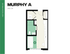 Compact floor plan for Murphy A at Hub Tucson Park Ave, showcasing an efficient layout with a cozy living space, functional kitchen, and modern bathroom in 342 sq ft.