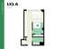 Modern 1-bedroom floor plan at Hub Tucson Park Ave, featuring 510 sq ft with a cozy living area, efficient kitchen, and stylish bathroom.