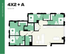 Modern 4-bedroom, 2-bathroom floor plan for Hub Tucson Park Ave, featuring a spacious open-concept living and kitchen area, perfect for comfortable living. Total area of 1436 sq ft.