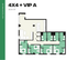 Modern floor plan depicting a 4X4 + VIP A layout with 1626 sq ft, featuring four bedrooms, each with a private bathroom, a spacious open living area, and a well-equipped kitchen. Ideal for luxury urban living.