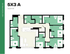 Modern floor plan of a 5-bedroom, 3-bathroom apartment at Hub Tucson Park Ave, featuring an open-concept living space and efficient layout, spanning 1429 square feet.