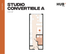 Efficient Studio Convertible A floor plan with modern design, featuring an open living area, cozy bedroom space, and compact kitchen in 355 sq ft at HUB Tampa.