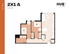 Contemporary HUB Tampa floor plan showcasing a cozy 2-bedroom layout with an open-concept living area and modern kitchen, spanning 615 square feet.