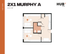 Modern 2X1 Murphy A floor plan at Hub Tampa featuring 633 sq ft, showcasing two cozy bedrooms, an inviting living area, and a functional kitchen layout.