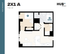 Modern 2-bedroom floor plan featuring a cozy living area, efficient kitchen, and spacious bathrooms at HUB Cincinnati, 700 sq ft.