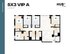 Modern floor plan of 5X3 VIP A at Hub Cincinnati, 1340 SF featuring five spacious bedrooms, elegant common areas, and a well-equipped kitchen.