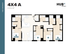 Modern 4X4 A floor plan at Hub Cincinnati featuring 4 bedrooms, 4 bathrooms, and a spacious living-kitchen area, totaling 1336 sq ft.