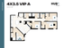 Modern 4-bedroom, 3.5-bath VIP apartment floor plan in Cincinnati, featuring a spacious open living area, stylish kitchen, and 1215 sq ft of optimized space.