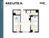 Modern 4X2 Lite A floor plan with 4 cozy bedrooms, 2 sleek bathrooms, and an open-concept living space, offering 1060 sq ft of comfortable living in HUB Cincinnati.