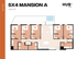 Modern 5x4 Mansion A floor plan with 5 bedrooms, expansive open living area, and sleek kitchen at HUB Tampa, covering 1525 square feet.