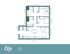 Modern floor plan of a 2-bedroom, 2-bathroom apartment with an open kitchen and spacious living area, complete with a walk-in closet and laundry room. Total area 793 sq ft.