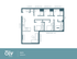 Spacious 3-bedroom apartment floor plan with open living area, modern kitchen, and 3 bathrooms, totaling 1027 sq. ft.