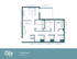 Modern 3-bedroom floor plan with spacious living room, stylish kitchen, private balcony, and three luxurious bathrooms, 1177 sq. ft.