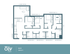 Modern 4-bedroom floor plan with spacious living room, full kitchen, and four bathrooms, covering 1238 sq. ft. at Oliv Auburn.