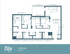 Modern floor plan of 4x4 Balcony A showcasing four bedrooms, spacious living area, kitchen, and balcony, covering 1362 sq. ft. at Oliv Auburn.