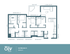 Inviting 4x4 Mansion A floor plan with 4 bedrooms, open living room, balcony, modern kitchen, and 4 bathrooms in 1359 sq. ft.