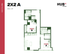 Modern 2D floor plan of a 2-bedroom, 2-bathroom apartment in Hub Columbia, 881 sq ft.