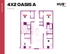 Modern 4-bedroom floor plan, Oasis A, with open living area, kitchen, and two bathrooms, 1395 sq ft at Hub Columbia.