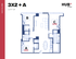 Contemporary 3x2+A floor plan at Hub Columbia showcasing three bedrooms, open living space, and modern kitchen in a 1277 sq ft layout.
