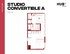 Modern Studio Convertible A floor plan at Hub Columbia, showcasing open living space with a compact kitchen and bedroom, 496 sq ft.