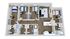 Modern 3D floor plan showcasing 4 bedrooms, open living space, and a sleek kitchen, ideal for family living.